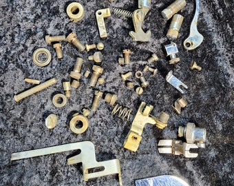 National Rotary Sewing Machine Large Lot of Parts, Needle Plate, Feed Dogs, Pressure Foot, Screws
