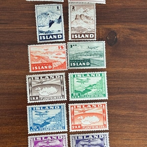Vintage 1930-40’s Stamp Lot Iceland Island Flugerimerki AUR Travel