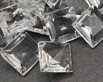 15mm Deadstock Lot of 50 Czech Republic Square Jewel Chandelier Prisms