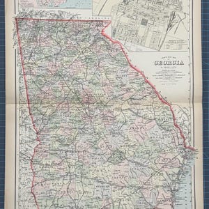 Carte de l'Atlas victorien 1889 Géorgie