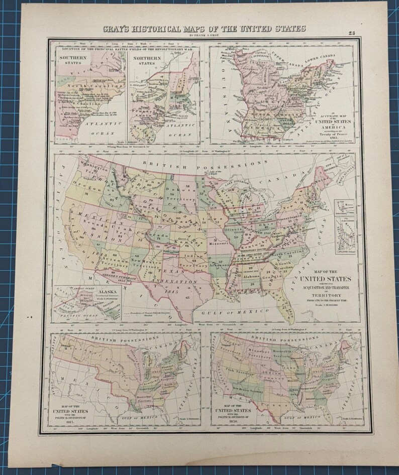 1889 Victorian Atlas Map of Grays Historical Maps of the United States ...