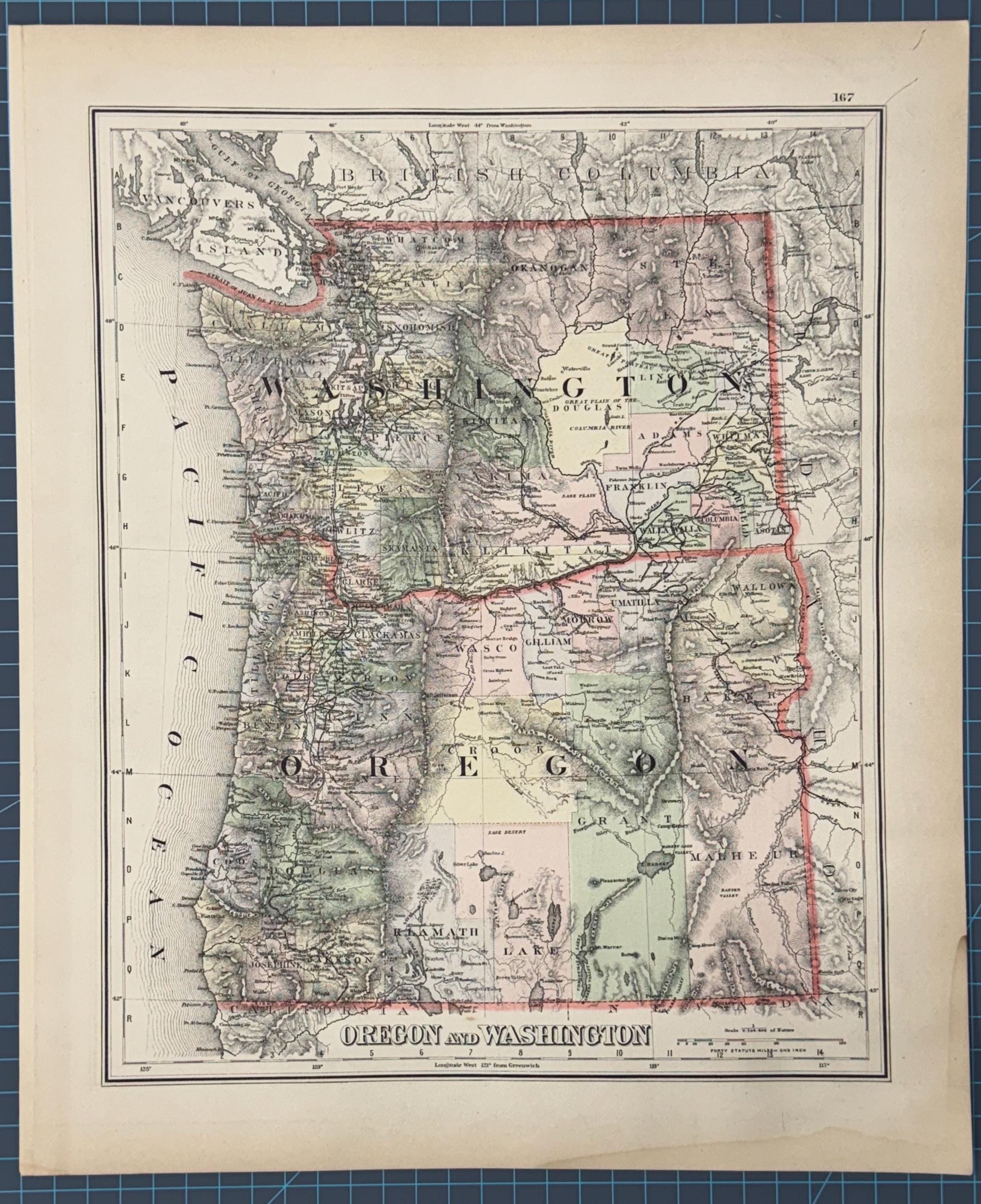 1889 Victorian Continental Atlas Frank Gray Map of California, Nevada ...