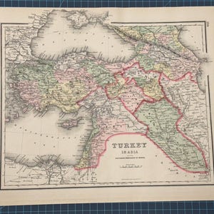 1889 Viktorianische Atlas-Karte von Asien und der Türkei in Asien