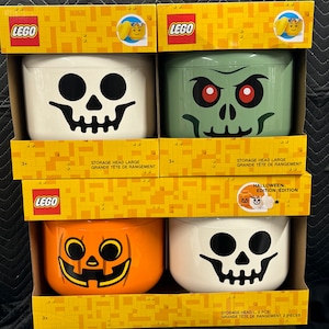 NEW 4 Pack LARGE LEGO Brick Storage Pumpkin, Ghost (2), Zombie Skeleton
