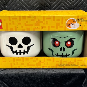 NEW 2 Pack LARGE LEGO Brick Storage Zombie Skeleton, Ghost