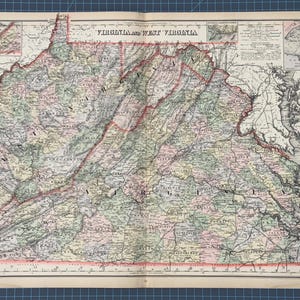 Carte de l'Atlas victorien de 1889 Virginie et Virginie-Occidentale
