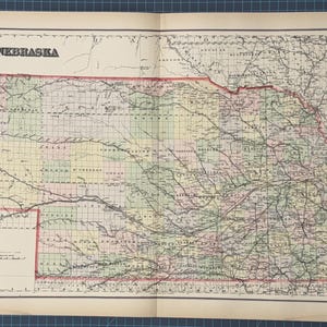 Atlas continental victorien de 1889 Frank Gray, carte du Nebraska