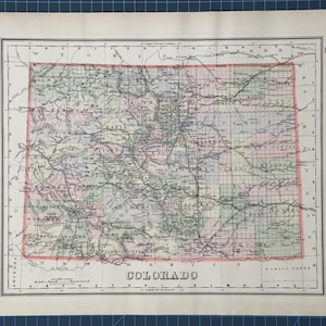 Atlas continental de l'époque victorienne de 1889, carte Frank Gray du Colorado Montana Idaho Wyoming