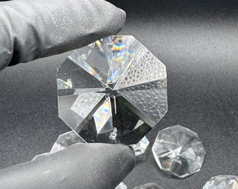 Vintage Deadstock Lot of 20 Czech Republic Large Glass Clear Jewel Chandelier Prisms 36mm