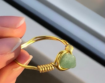 Wire rings with gemstones / wire ring with birthstone / handmade ring / gemstone ring / healing stone ring / moonstone ring / zodiac ring