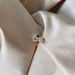 Nazar Boncuk ring made of stainless steel adjustable