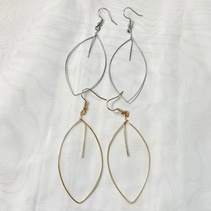 Stainless Steel Leaf Earrings, Leaf, Wire Wrapped, Stainless Steel, Gold Colored, Handmade Earrings, Gift For Her, Earrings
