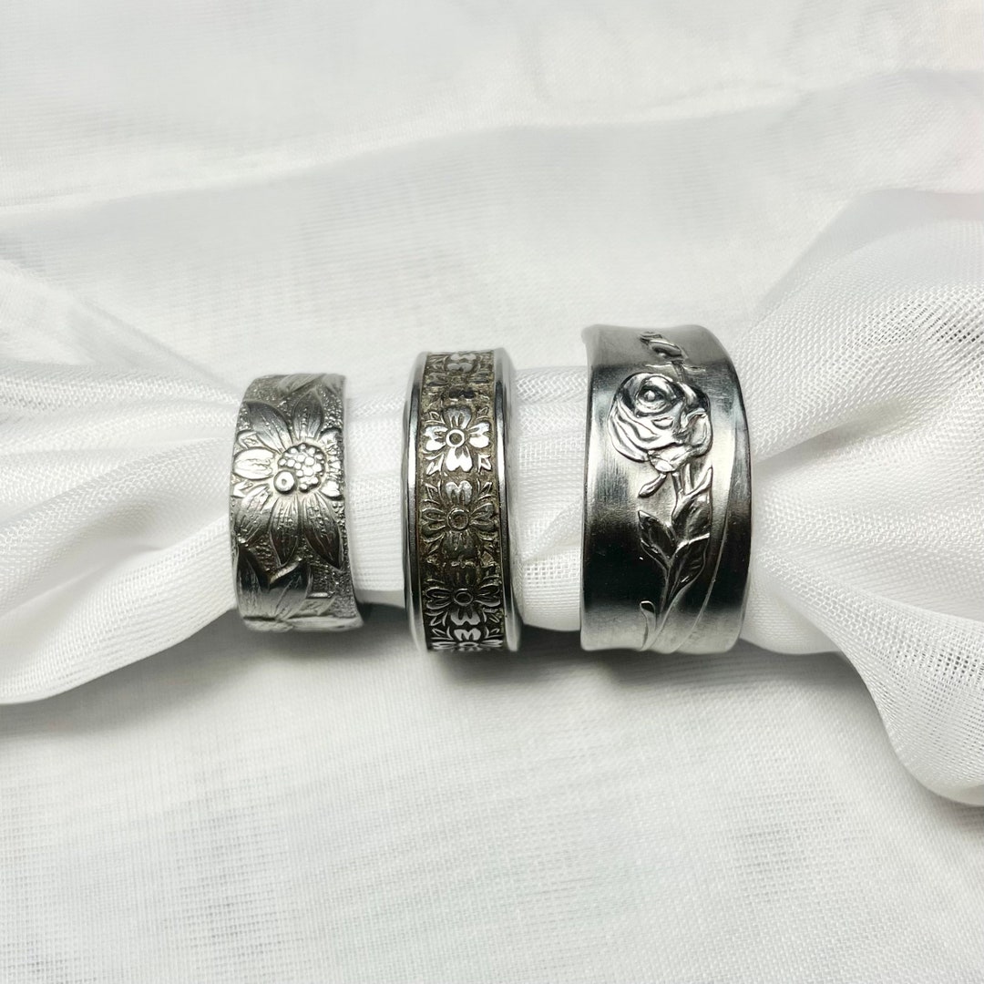 Vintage Stainless Steel Silverware Rings Stainless Steel - Etsy