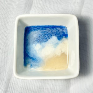 Ceramic Ocean Trinket Dish, Jewelry Dish, Ceramic Bowl, Ocean Bowl, Ocean, Resin, Resin Ocean, Handmade, Gift For Her, Decor