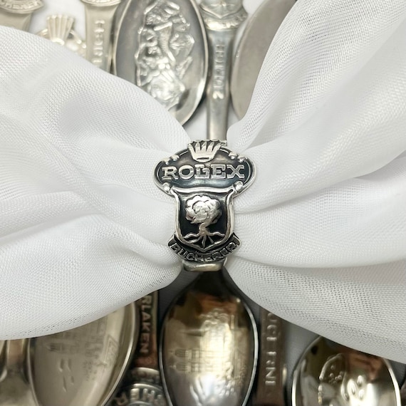 Vintage Rolex Silver Plated Spoon Rings, Stainless Steel Rings
