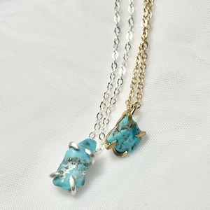 Kingman Turquoise Sterling Silver Gold Filled Solitaire Prong Set Necklace, Gemstone Necklace, 925 Sterling Silver, Handmade Necklace
