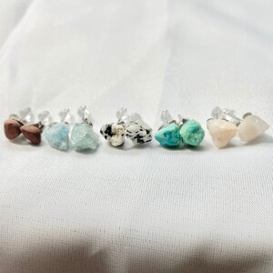 Raw Gemstone and Stainless Steel Earrings, Natural Gemstones, Stainless Steel, Studs, Handmade Earrings, Gift For Her, Earrings