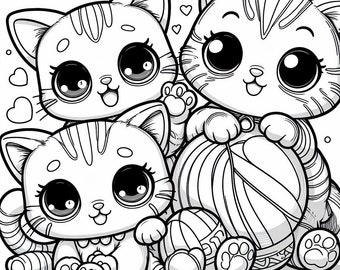 20 Page Pack Printable Cute & Epic Cats Coloring Book