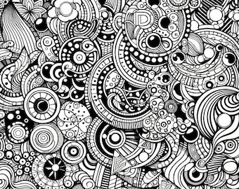 20 Page Pack Printable Psychedelic Mosaic Coloring Book
