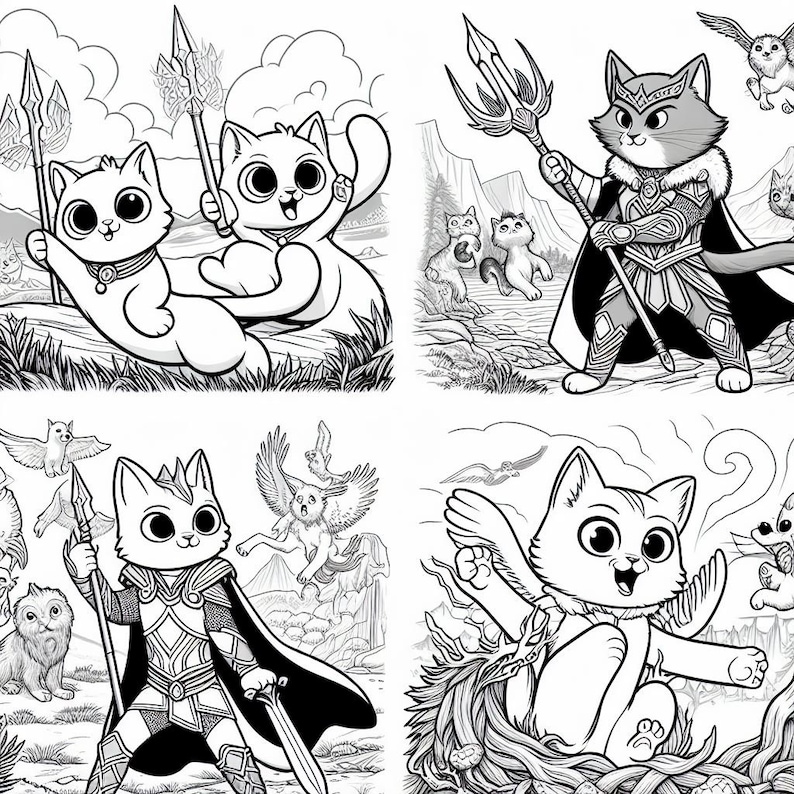 20 Page Pack Printable Cute & Epic Cats Coloring Book - Etsy