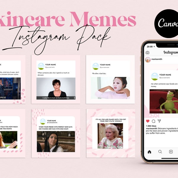 Skincare instagram post template, Instagram gif, Instagram Meme, Esthetician canva templates, Esthetician Instagram content, skincare post