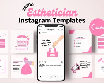 Esthetician Instagram Post Templates: Skincare Canva Graphics