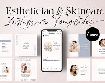 Skincare Instagram Post Templates: Esthetician Canva Bundle