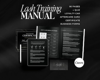 Manuale di formazione sulle extension delle ciglia: ebook del corso sulle ciglia da 90 pagine (Canva)
