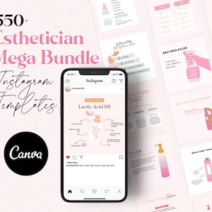 Esthetician Bundle, Skincare Instagram Post Templates, Esthetician Instagram Post, Esthetician Canva templates, Beauty Instagram Template