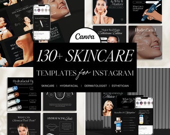 Skincare Instagram Templates: Esthetician Social Media Posts (Canva Editable)