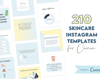 210 Esthetician Instagram Post Templates: Skincare Social Media (Canva)