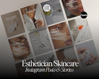 Plantillas para publicaciones de Instagram de esteticistas, diseños de Canva para el cuidado de la piel
