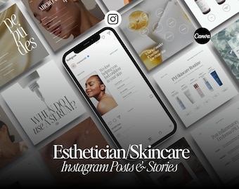 Esthetician Instagram Templates: Skincare Social Media Posts (Canva Editable Bundle)