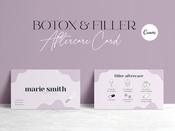 Botox Aftercare Card Template Beauty Business Card, Botox Instructions