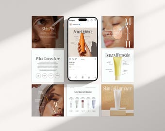 Acne Instagram Templates: Skincare Social Media Content (Canva)
