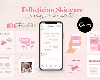 Esthetician Instagram Post Templates: Skincare Social Media (Canva)
