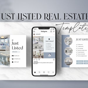 Real Estate Just Listed Instagram Posts, Real Estate Social Media, Real Estate Templates, Just Listed Social Media, Realtor Instagram Canva