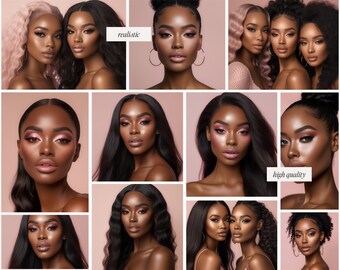Beauty Stock Photos: Lashes, Hair, Makeup - AI Generated (PNG)