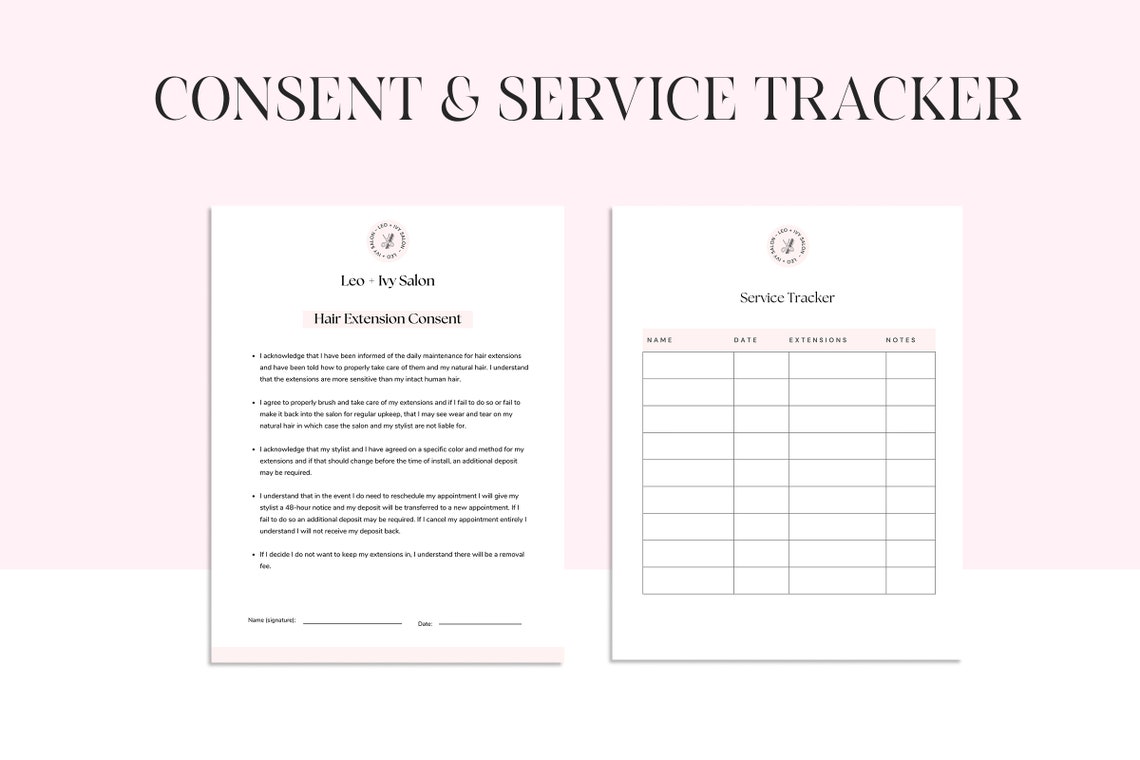 Hair Extension Form Hair Extension Consent Form Hair Etsy