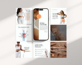 Semagluetide Weight Loss Instagram Templates, Med Spa Social Media (Canva Editable)