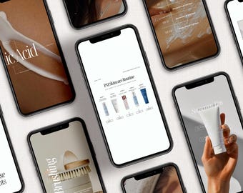 Modelli di post Instagram per la cura della pelle: pacchetto Canva per estetisti