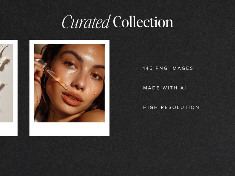 Peut inclure: Une femme applique un s&eacute;rum transparent sur son visage. L'image fait partie d'une collection de 145 images PNG, r&eacute;alis&eacute;e avec l'IA et en haute r&eacute;solution.