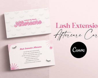 Modèle de carte de soin pour les extensions de cils : instructions pour le client du salon (modifiable sur toile)
