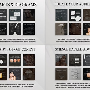 May include: A collage of nine black and white images with text and illustrations related to skincare. The images include charts, diagrams, and advice on topics such as building a skincare routine, treating acne, understanding the evolution of acne, managing routine for sensitive skin, vitamins in skincare, ingredients that boost collagen, acne fighters, how to avoid physical exfoliation, what toners do, dry skin, how to treat redness, what are the ingredients in sunscreen, skincare routine that works, 4 ways to apply sunscreen, over exfoliation, for your eyes, and how people heal.