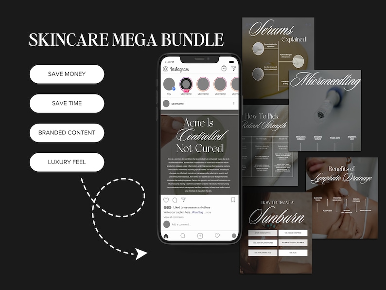1200+ Skincare Instagram Templates: Esthetician/Medspa Canva Bundle image 9