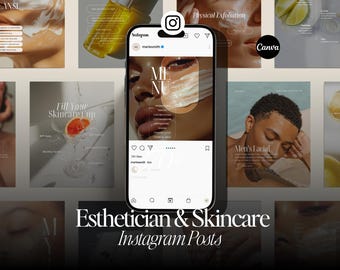 Esthetician Instagram Templates, Skincare Canva Posts (181)