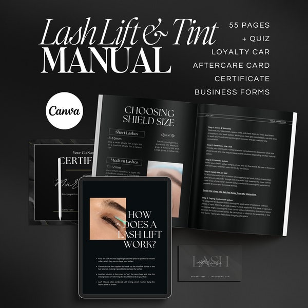 Lash Lift Training Manual, Lash Lift Manual, Lash Lift and Tint Course, Lash Training Manual, Lash Course Manual, Lash Ebook Template