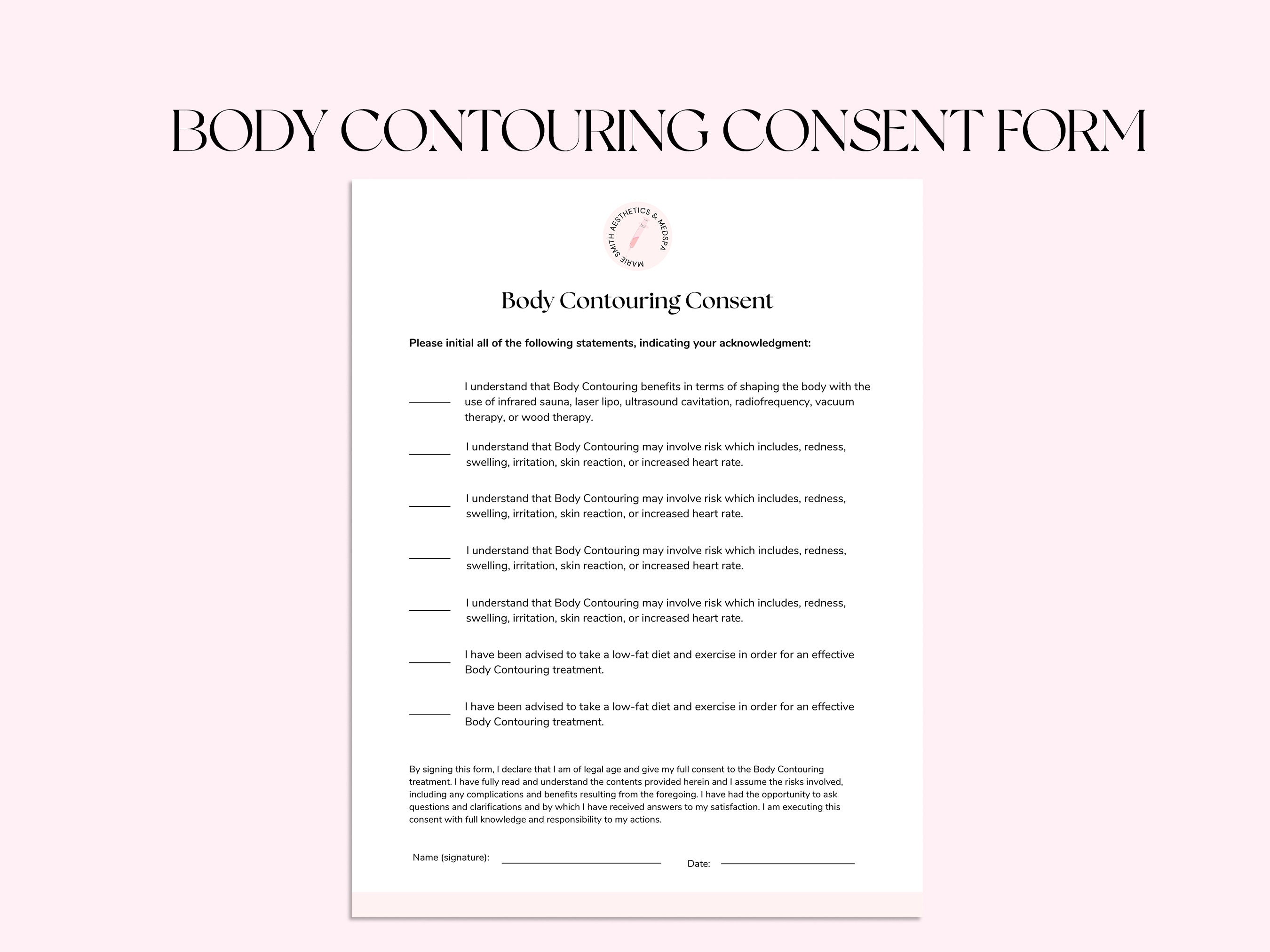 Editable Body Contouring Forms Body Sculpting Consent Forms Etsy