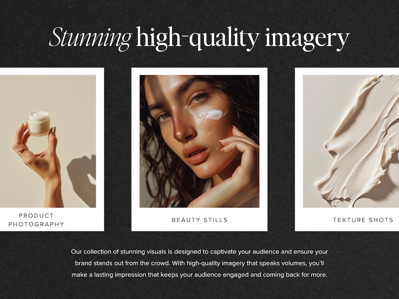 Peut inclure: Trois images mettant en valeur la photographie de haute qualit&eacute; pour les produits de beaut&eacute;. La premi&egrave;re image montre une main tenant un pot de cr&egrave;me blanc. La deuxi&egrave;me image montre le visage d'une femme avec une cr&egrave;me blanche appliqu&eacute;e sur sa joue. La troisi&egrave;me image montre une cr&egrave;me blanche en spirale sur un fond beige.