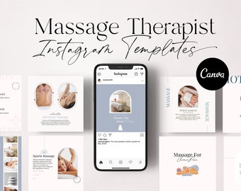 Massage Therapist Instagram Templates: Spa Marketing (Canva)